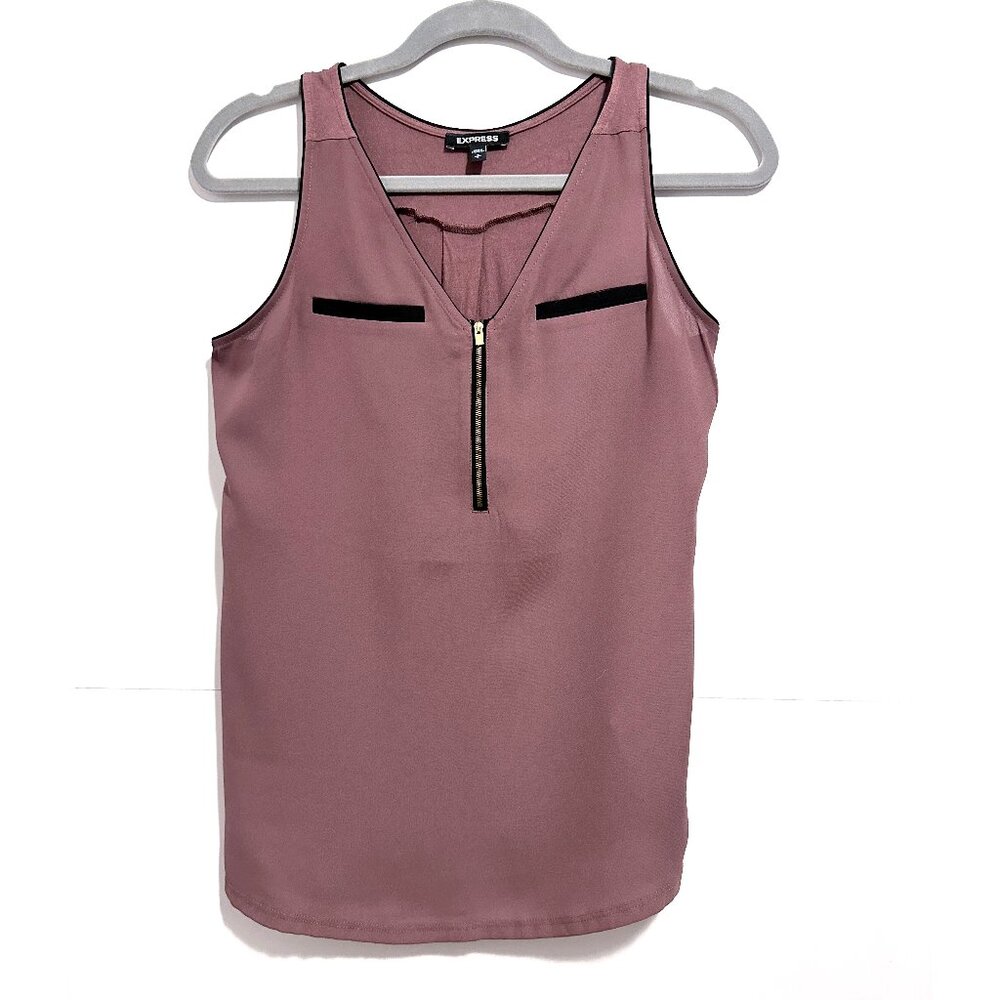 Express Tank Top Mauve with Black and Gold Zipper Detail Small